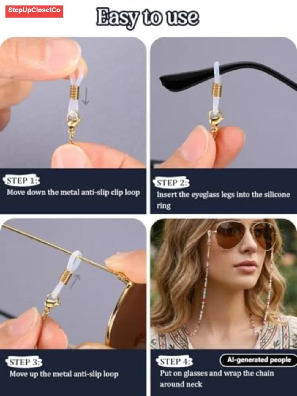 Glass Beaded Eyeglass Chain Sunglass Holder Neck Strap